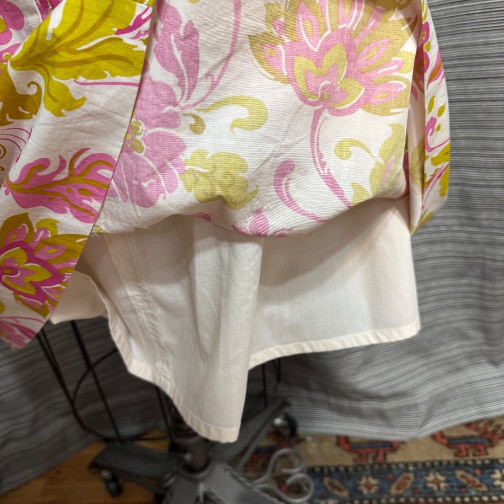 Boden Pink/Cream/Gold Midi Floral Cotton Sleeveless Fitted Dress Size 10 - Picture 6 of 7